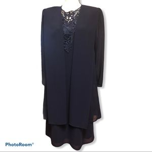 Scott McClintock | Blue Layered Long Sleeve Dress